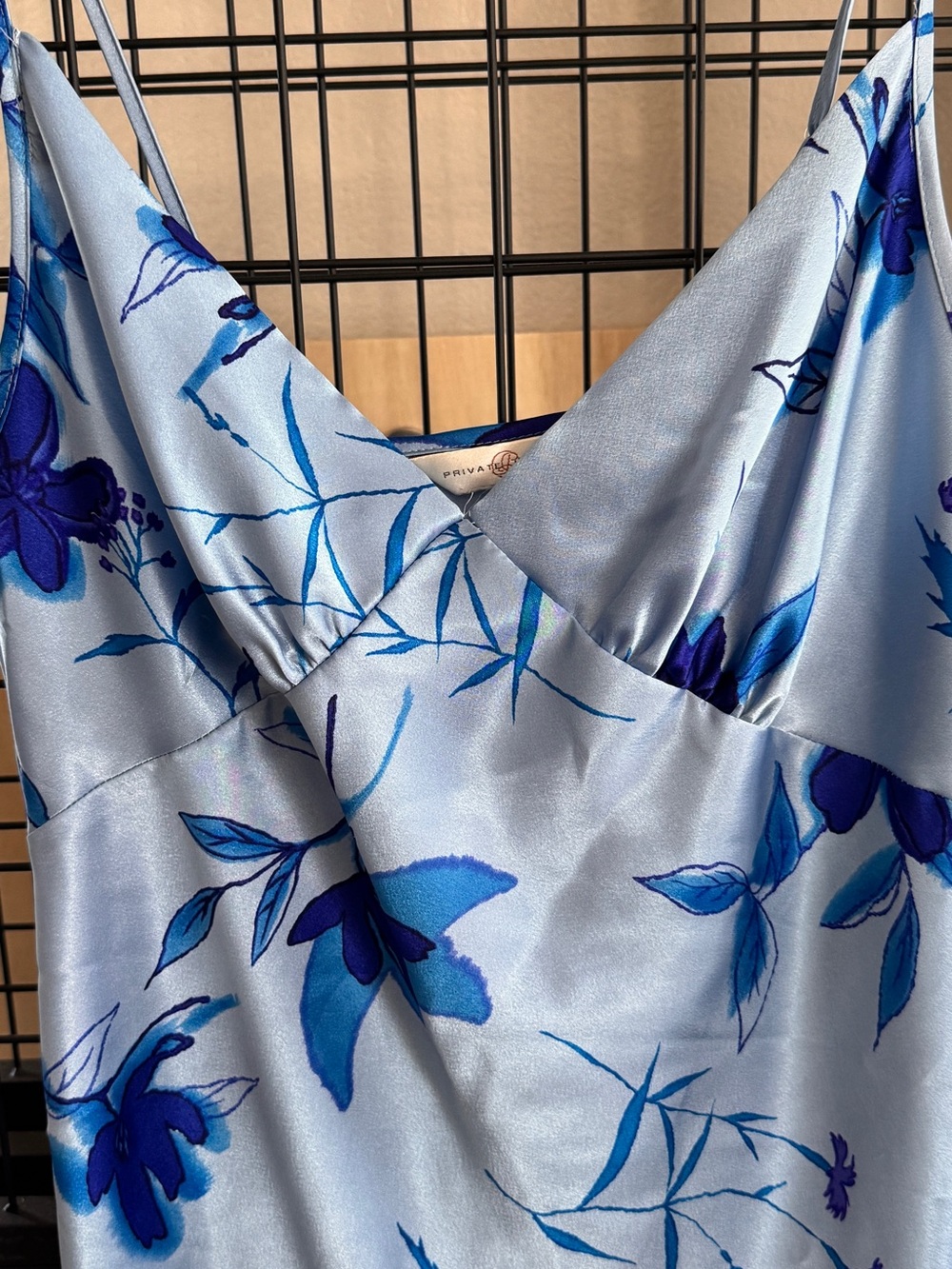 Silky Blue Floral Slip Dress - Women
